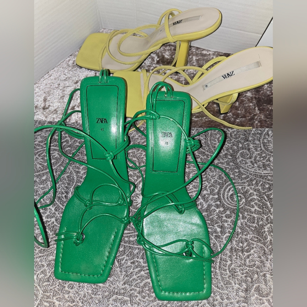 Zara Green and Yellow Strappy Heels